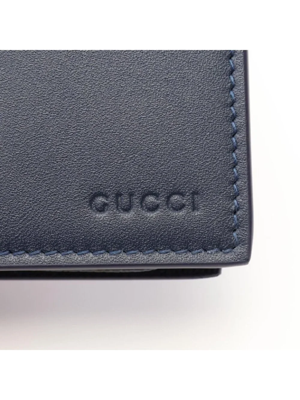 Gucci Bifold Wallet GG Emblem Navy Black Leather